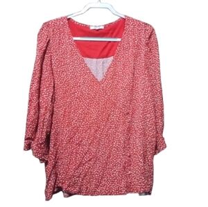 Madewell Red Leaf Print Blouse